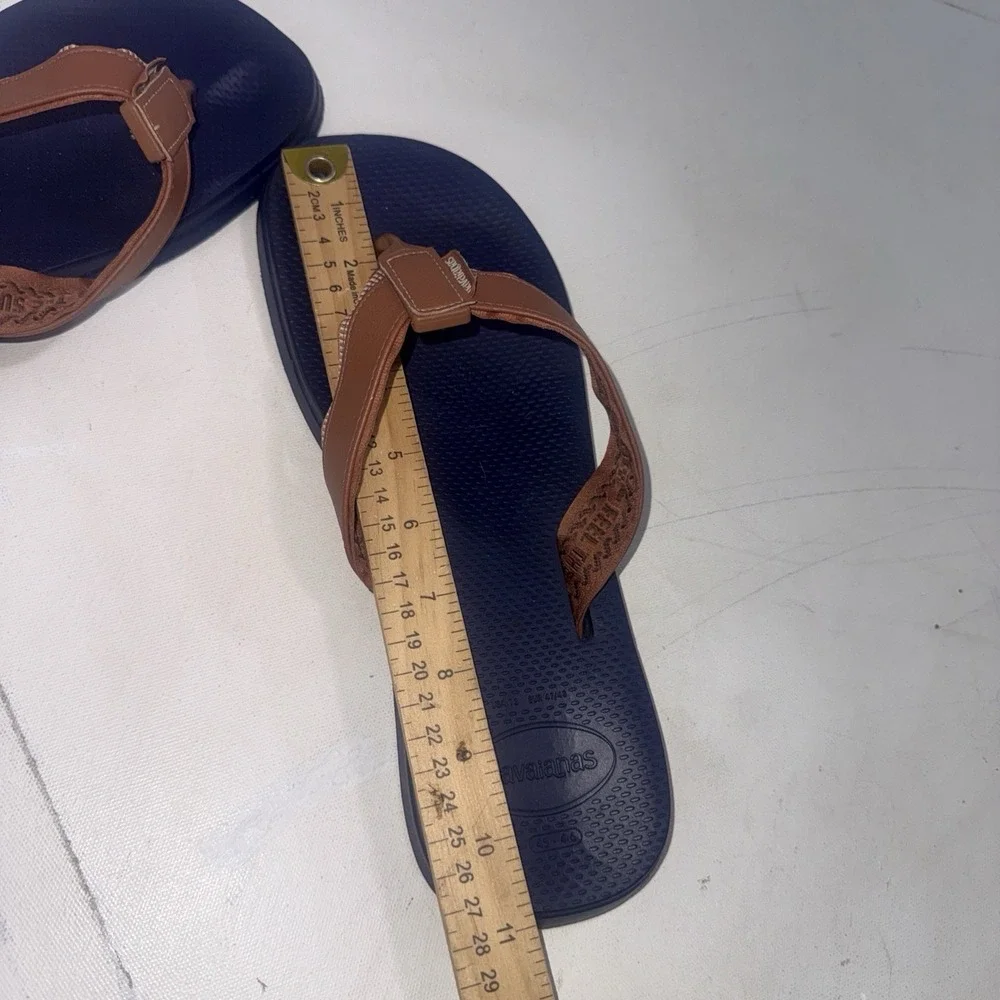 Havainas Blue Brown Water Resistant Urban Blend Flip Flops Men's Size 13